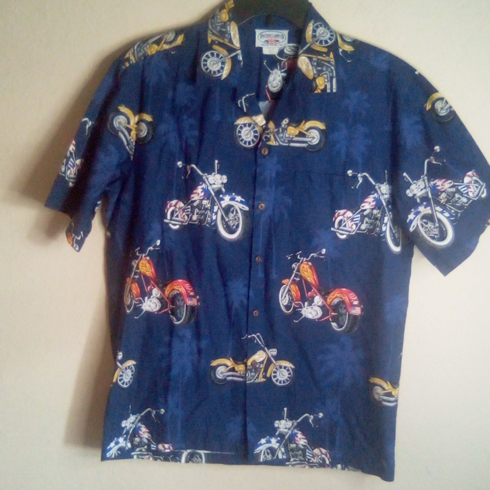 Vtg Pacific Legend Hawaiian Motorcycle Shirt